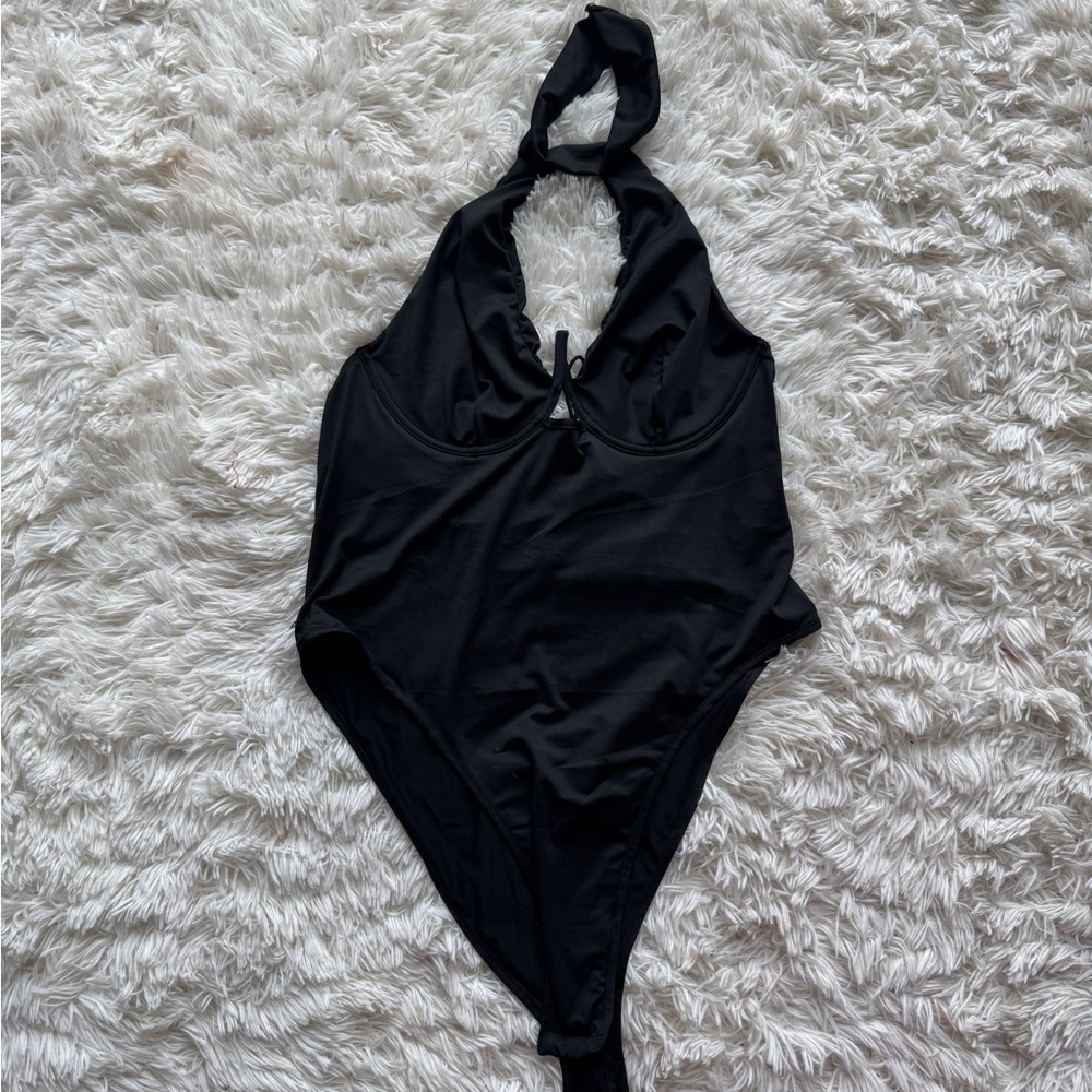 SHEIN Black Bodysuit Halter Top